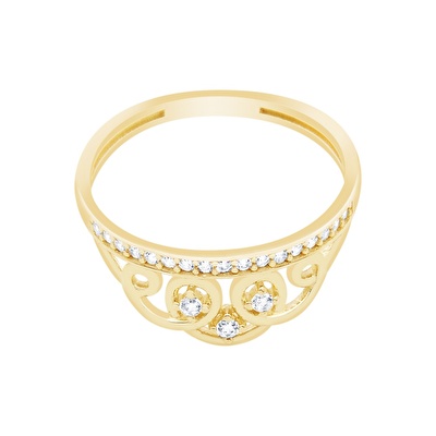 14 Ayar Sarı Altın Taşlı Yüzük