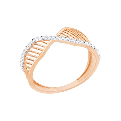 14 Ayar Rose-Beyaz Altın Taşlı Yüzük