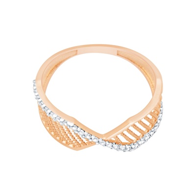 14 Ayar Rose-Beyaz Altın Taşlı Yüzük