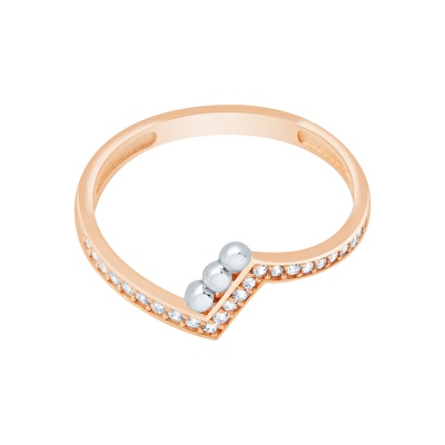 14 Ayar Rose-Beyaz Altın Taşlı Yüzük