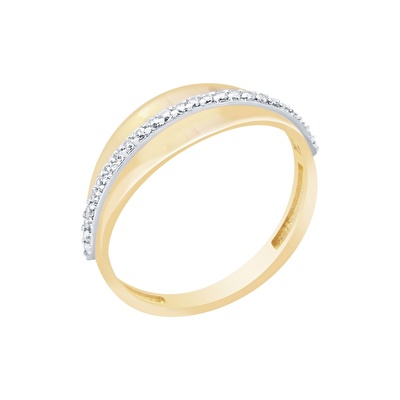 14 Ayar Sarı-Beyaz Altın Taşlı Yüzük