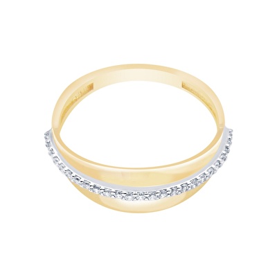 14 Ayar Sarı-Beyaz Altın Taşlı Yüzük