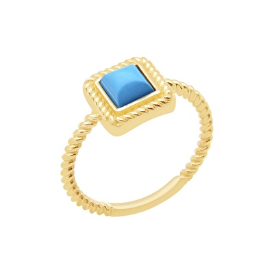 14 Ayar Sarı Altın Firuze Taşlı Yüzük