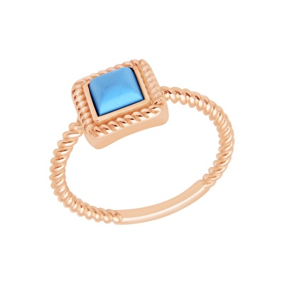 14 Ayar Rose Altın Firuze Taşlı Yüzük