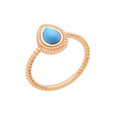 14 Ayar Rose Altın Firuze Taşlı Yüzük