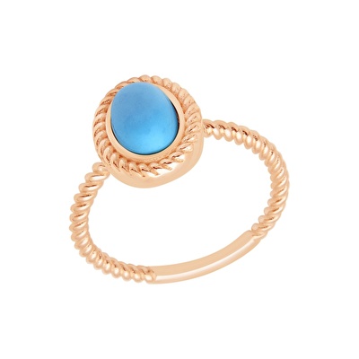 14 Ayar Rose Altın Firuze Taşlı Yüzük