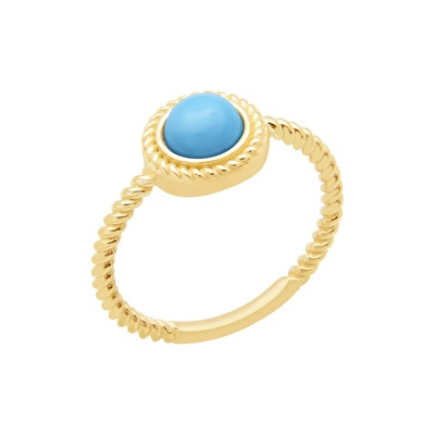 14 Ayar Sarı Altın Firuze Taşlı Yüzük