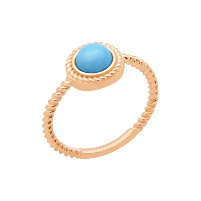 14 Ayar Rose Altın Firuze Taşlı Yüzük