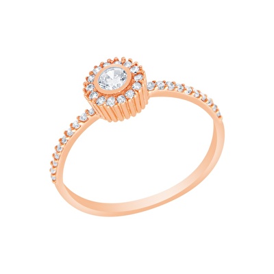 14 Ayar Rose Altın Taşlı Yüzük