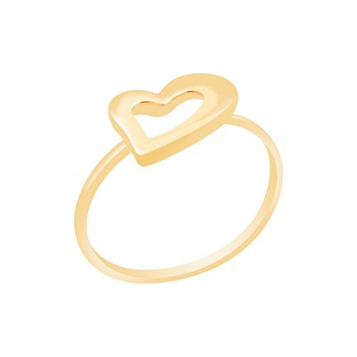 14 Ayar Sarı Altın Kalp Figürlü Yüzük