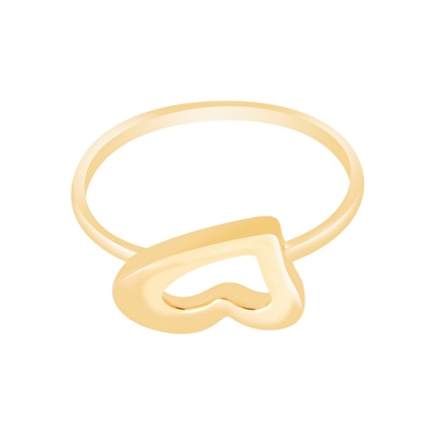 14 Ayar Sarı Altın Kalp Figürlü Yüzük