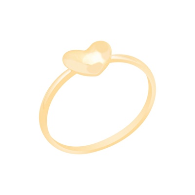 14 Ayar Sarı Altın Kalp Figürlü Yüzük