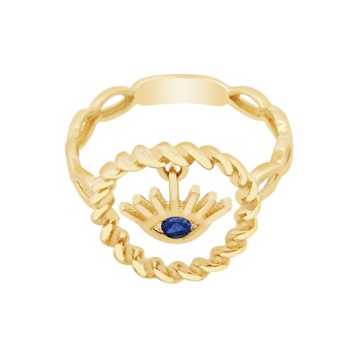 14 Ayar Sarı Altın Göz Figürlü Yüzük