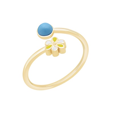 14 Ayar Sarı Altın Çiçek Yüzük