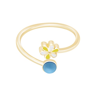 14 Ayar Sarı Altın Çiçek Yüzük