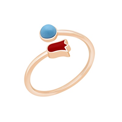 14 Ayar Rose Altın Firuze Taşlı Yüzük