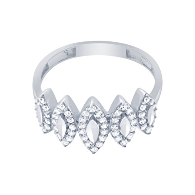 14 Ayar Beyaz Altın Taşlı Yüzük