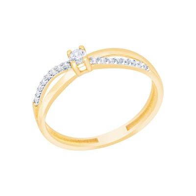 14 Ayar Sarı-Beyaz Altın Taşlı Yüzük