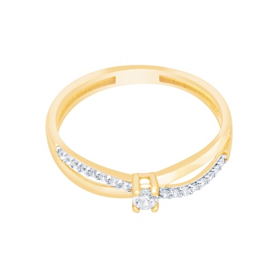 14 Ayar Sarı-Beyaz Altın Taşlı Yüzük