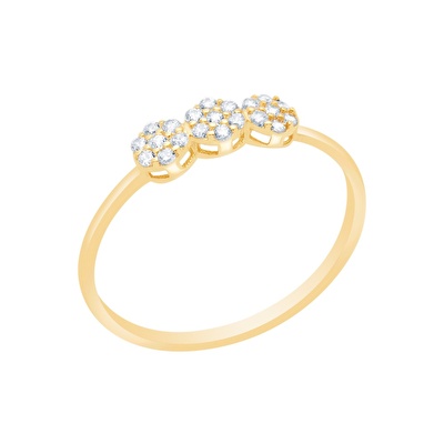 14 Ayar Sarı Altın Taşlı Yüzük