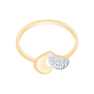 14 Ayar Sarı-Beyaz Altın Kalp Figürlü Yüzük