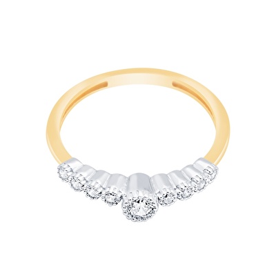 14 Ayar Sarı-Beyaz Altın Beştaş Yüzük