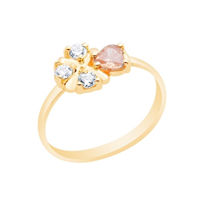 14 Ayar Sarı Altın Taşlı Yüzük