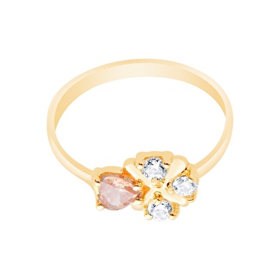 14 Ayar Sarı Altın Taşlı Yüzük