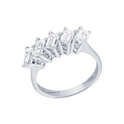 14 Ayar Beyaz Altın Baget Yüzük