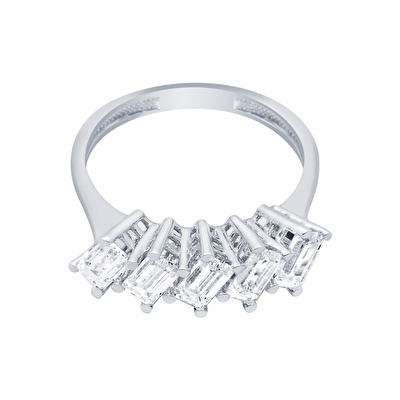 14 Ayar Beyaz Altın Baget Yüzük