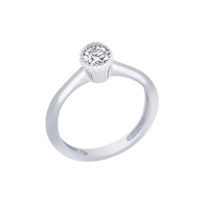 14 Ayar Beyaz Altın Tria Yüzük