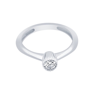 14 Ayar Beyaz Altın Tria Yüzük