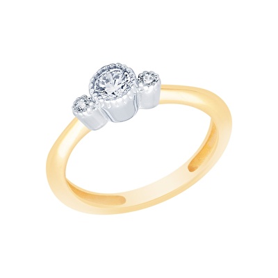 14 Ayar Sarı-Beyaz Altın Tria Yüzük