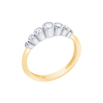 14 Ayar Sarı-Beyaz Altın Tria Yüzük