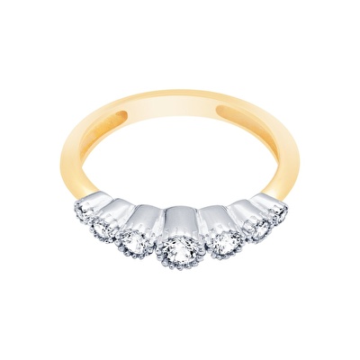 14 Ayar Sarı-Beyaz Altın Tria Yüzük