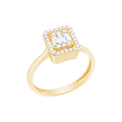 14 Ayar Sarı Altın Baget Yüzük