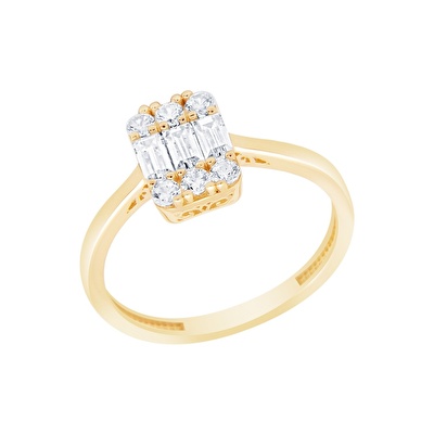 14 Ayar Sarı Altın Baget Yüzük