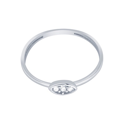 14 Ayar Beyaz Altın Minimal Yüzük