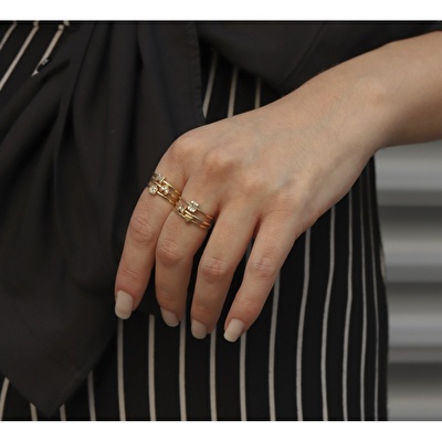 14 Ayar Sarı Altın Fiyonk Figürlü Yüzük