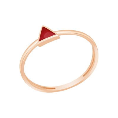 14 Ayar Kırmızı Mineli Minimal Yüzük