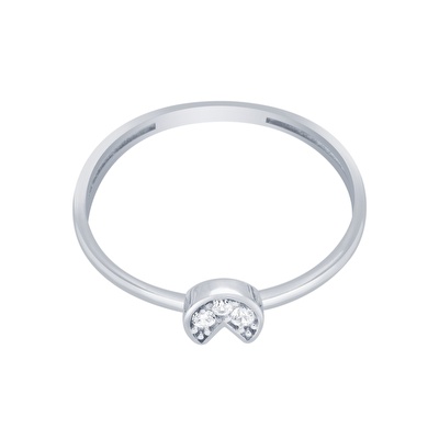 14 Ayar Beyaz Altın Minimal Yüzük