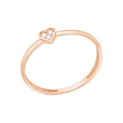 14 Ayar Rose Altın Taşlı Kalp Yüzük