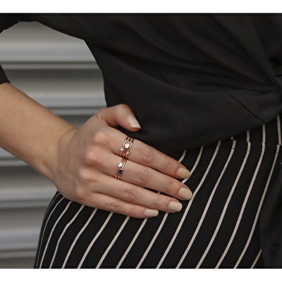 14 Ayar Rose Altın Geometrik Figürlü Yüzük