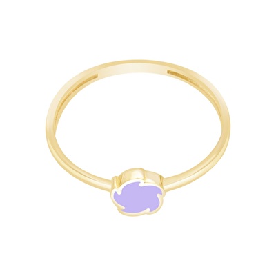 14 Ayar Mor Mineli Minimal Yüzük