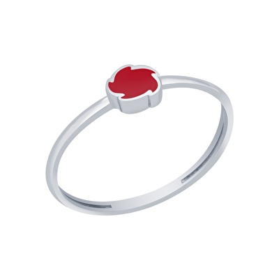 14 Ayar Kırmızı Mineli Minimal Yüzük