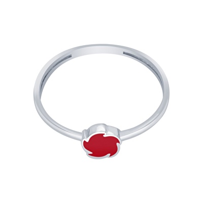 14 Ayar Kırmızı Mineli Minimal Yüzük