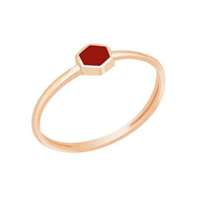 14 Ayar Kırmızı Mineli Minimal Yüzük