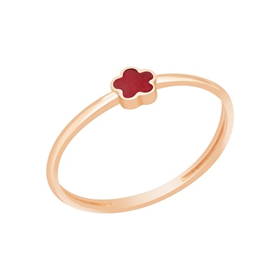 14 Ayar Kırmızı Mineli Minimal Yüzük