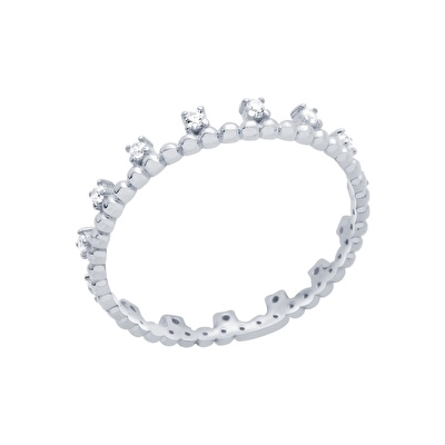 14 Ayar Beyaz Altın Tamtur Yüzük