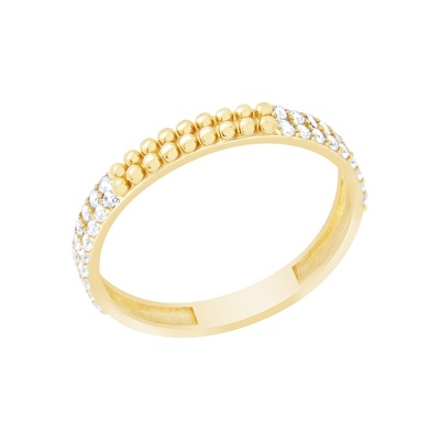 14 Ayar Sarı Altın Taşlı Yüzük